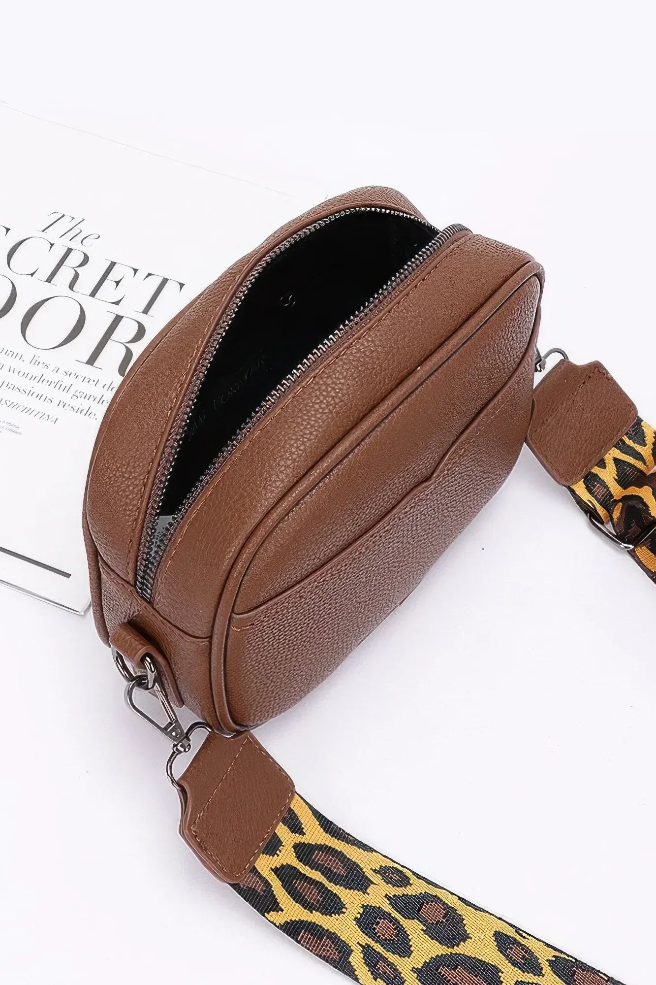 Faux Leather Camera Bag W/leopard Strap | Mixtshop LLC