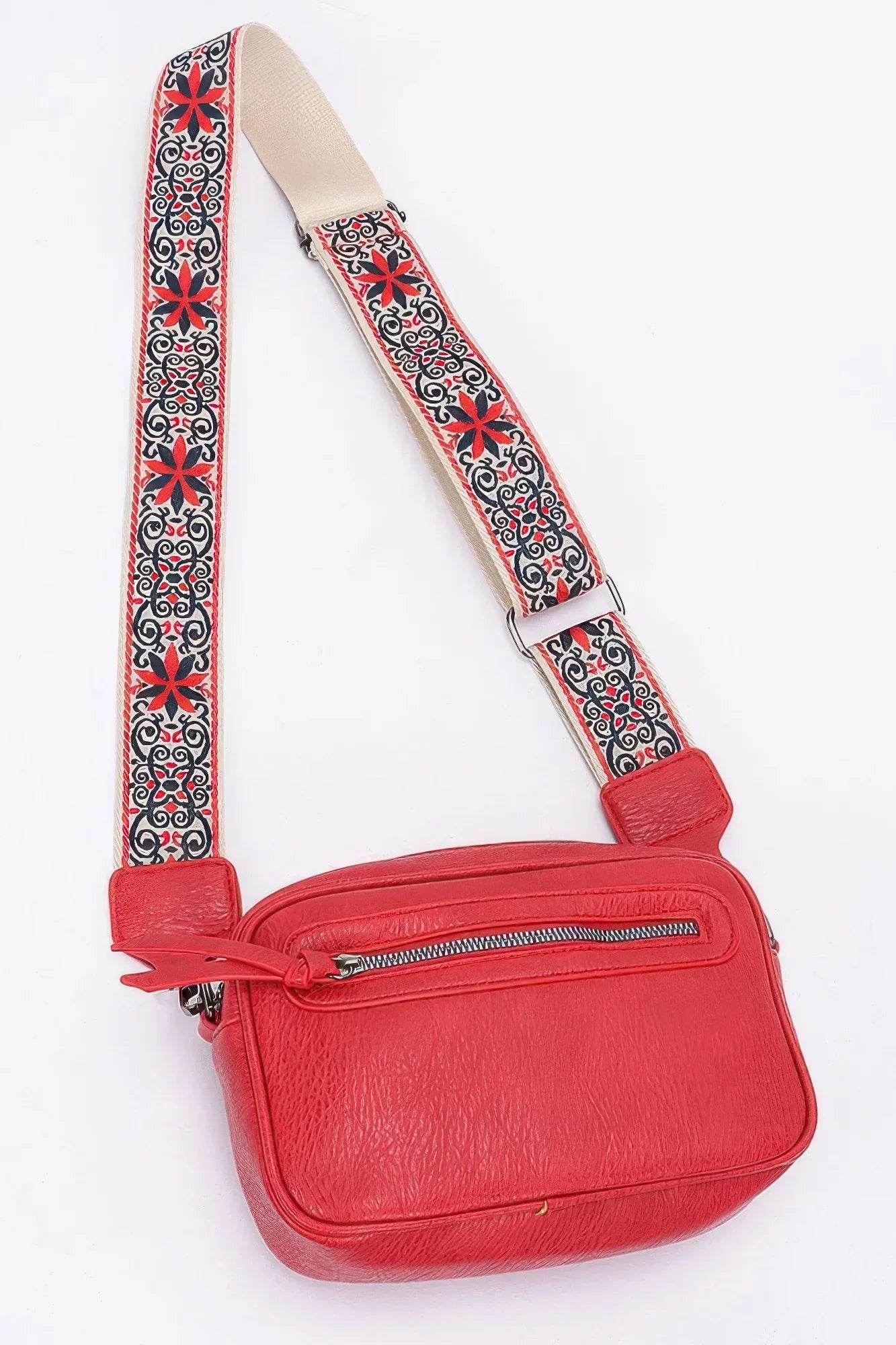 Faux Leather Camera Bag W/multi Color Strap | Mixtshop LLC