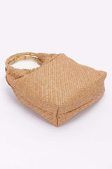 Faux Straw Bamboo Handle Handbag | Mixtshop LLC