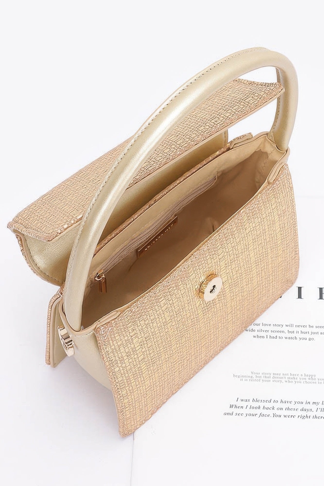 Metallic Faux Straw Top Handle Bag | Mixtshop LLC