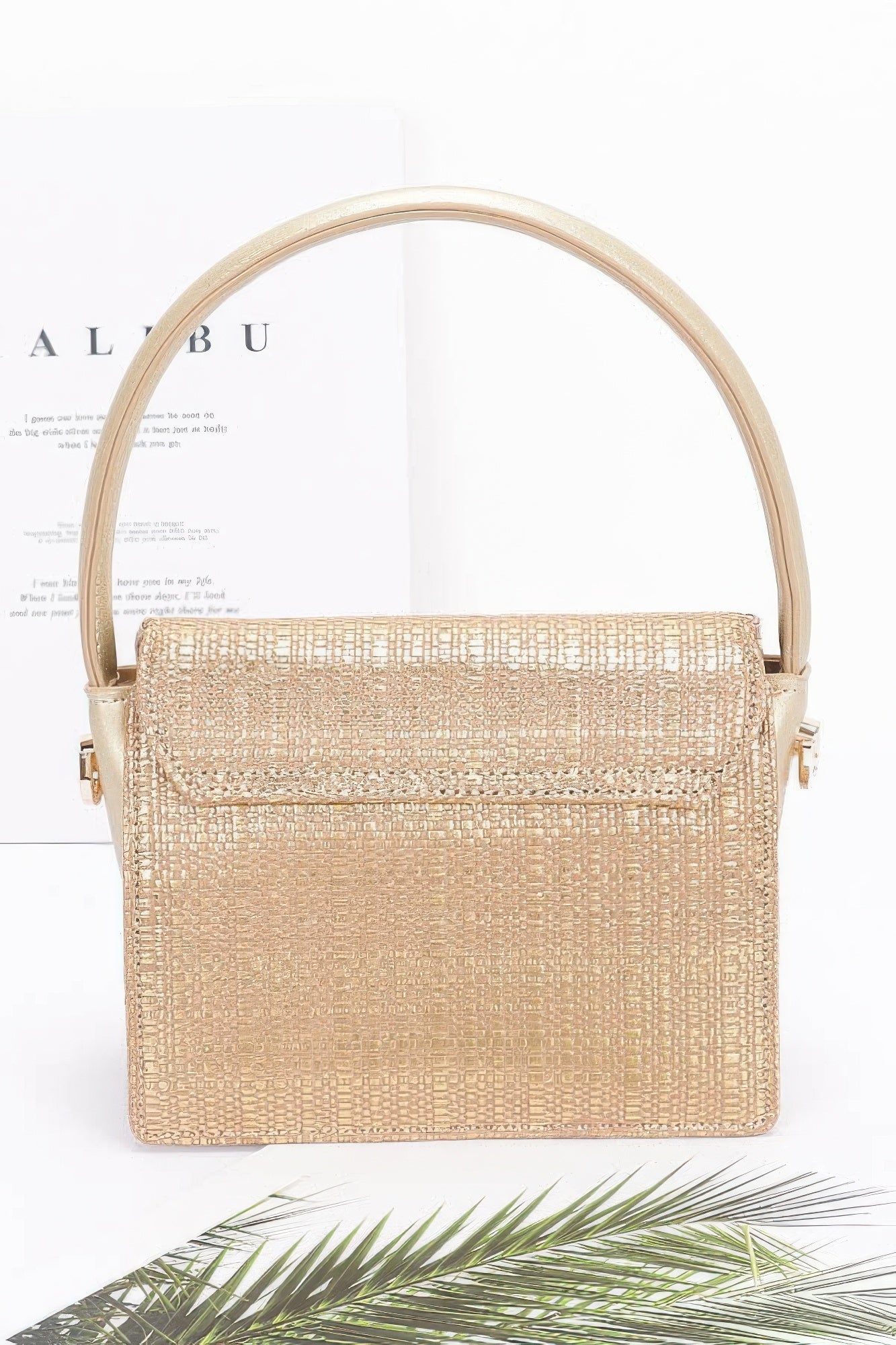 Metallic Faux Straw Top Handle Bag | Mixtshop LLC
