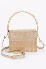 Metallic Faux Straw Top Handle Bag | Mixtshop LLC