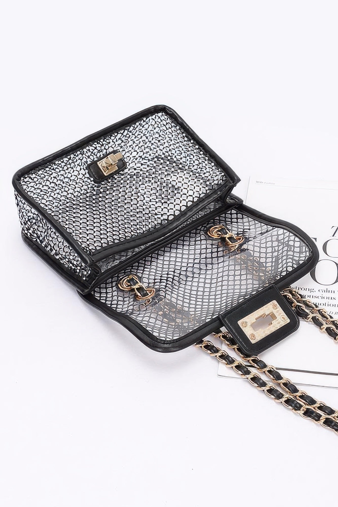 Rhinestone Mesh Flap Shoulder Bag | Mixtshop LLC