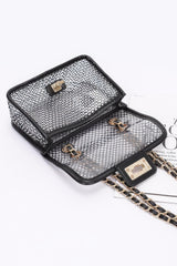 Rhinestone Mesh Flap Shoulder Bag | Mixtshop LLC