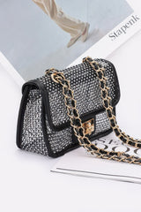 Rhinestone Mesh Flap Shoulder Bag | Mixtshop LLC