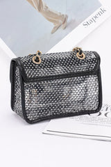 Rhinestone Mesh Flap Shoulder Bag | Mixtshop LLC