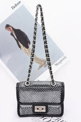 Rhinestone Mesh Flap Shoulder Bag | Mixtshop LLC