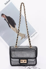 Rhinestone Mesh Flap Shoulder Bag | Mixtshop LLC