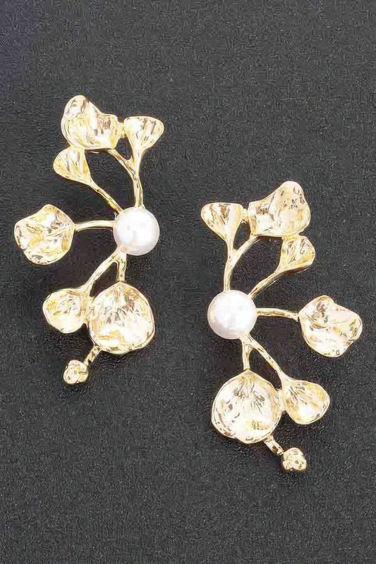 Faux Pearl Metal Flower Earring | Mixtshop LLC