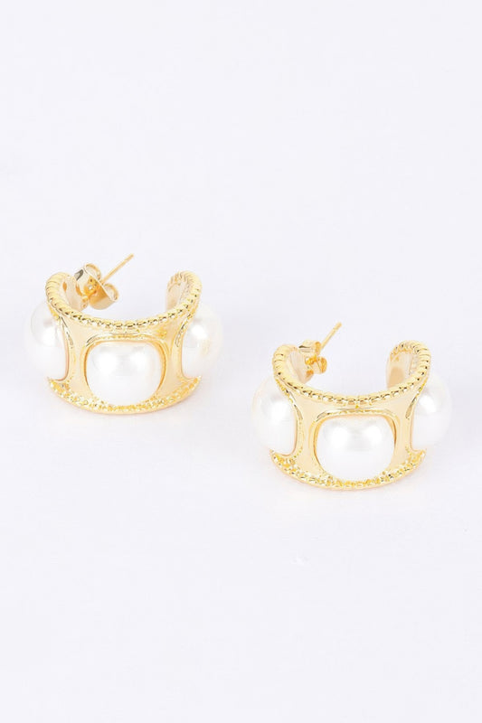 Faux Pearl Metal Mini Hoop Earring | Mixtshop LLC