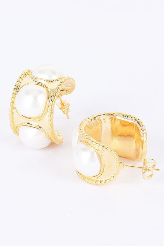 Faux Pearl Metal Mini Hoop Earring | Mixtshop LLC