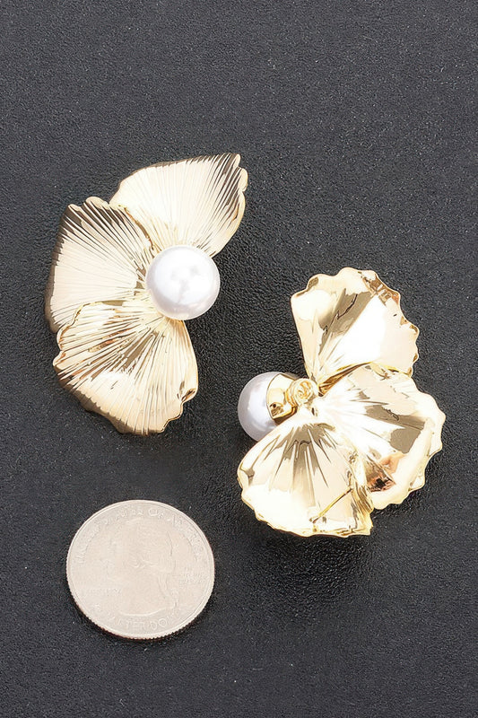 Faux Pearl Metal Flower Earring | Mixtshop LLC