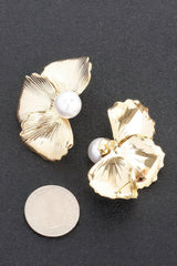Faux Pearl Metal Flower Earring | Mixtshop LLC