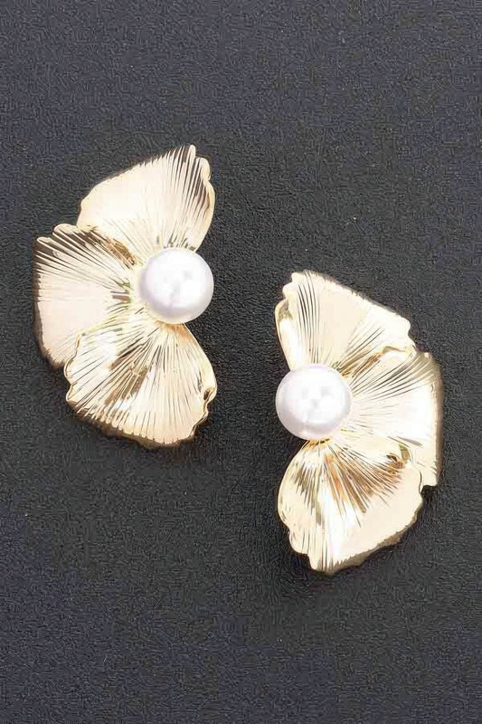 Faux Pearl Metal Flower Earring | Mixtshop LLC