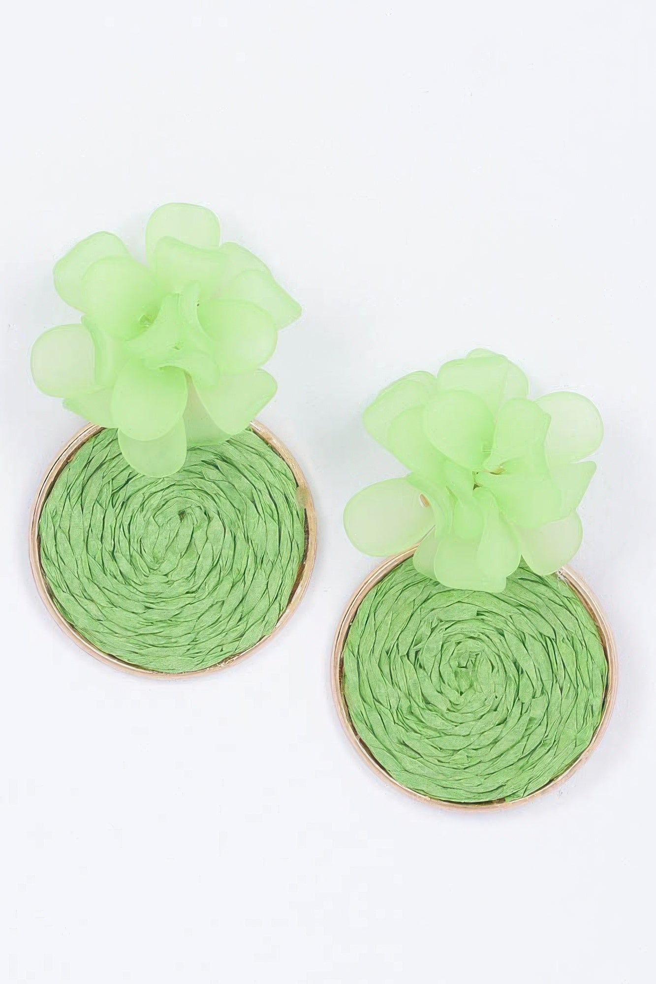 Faux Straw Fabric Flower Earring | Mixtshop LLC