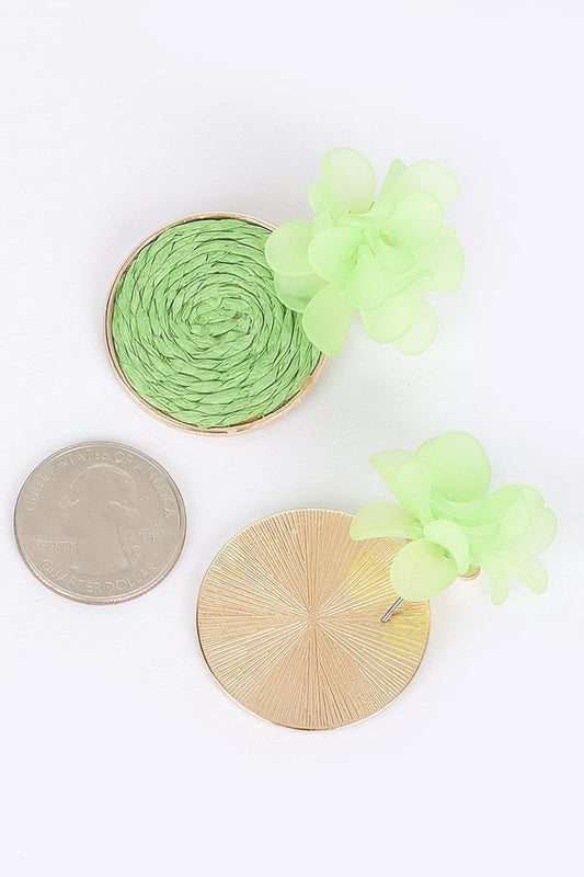 Faux Straw Fabric Flower Earring | Mixtshop LLC