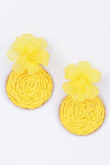 Faux Straw Fabric Flower Earring | Mixtshop LLC