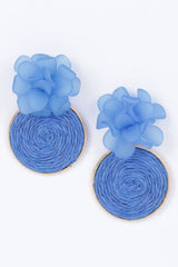 Faux Straw Fabric Flower Earring | Mixtshop LLC