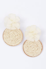 Faux Straw Fabric Flower Earring | Mixtshop LLC