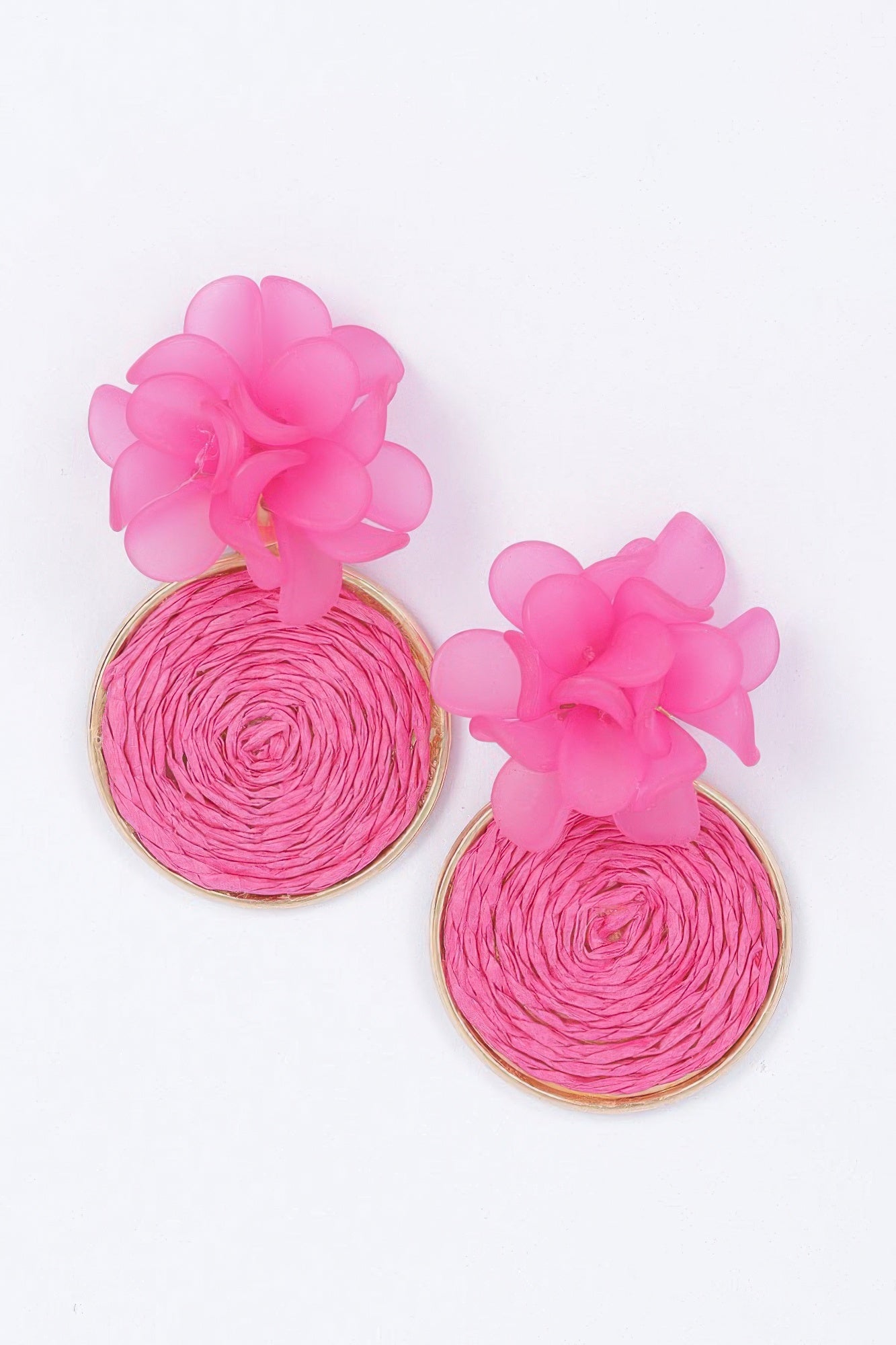 Faux Straw Fabric Flower Earring | Mixtshop LLC
