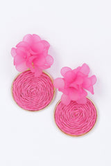 Faux Straw Fabric Flower Earring | Mixtshop LLC