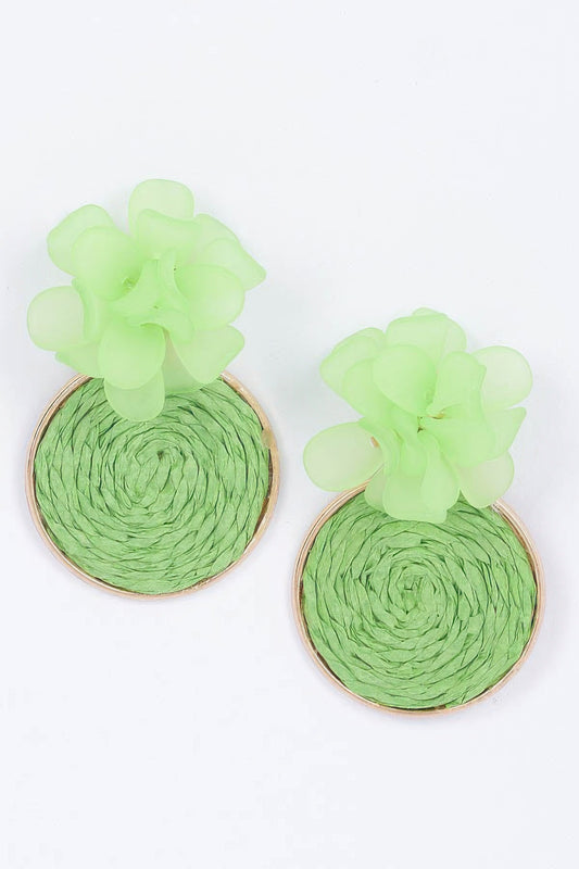 Faux Straw Fabric Flower Earring | Mixtshop LLC