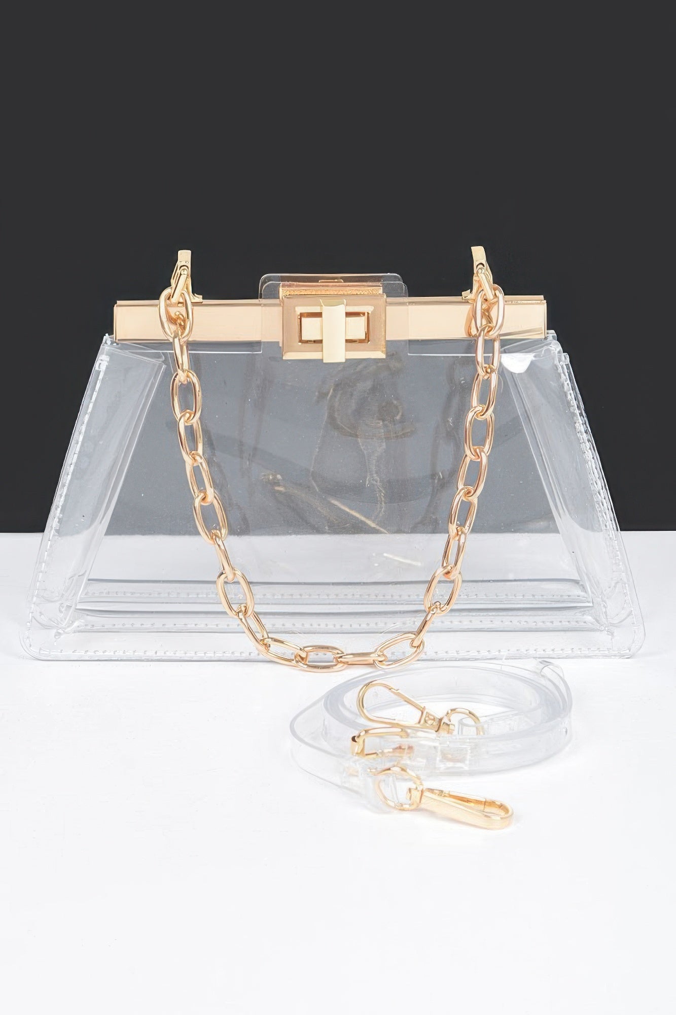Transparent Double Pocket Chain Handle Clutch | Mixtshop LLC