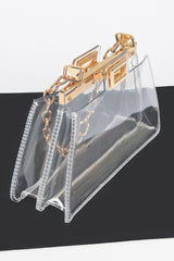 Transparent Double Pocket Chain Handle Clutch | Mixtshop LLC