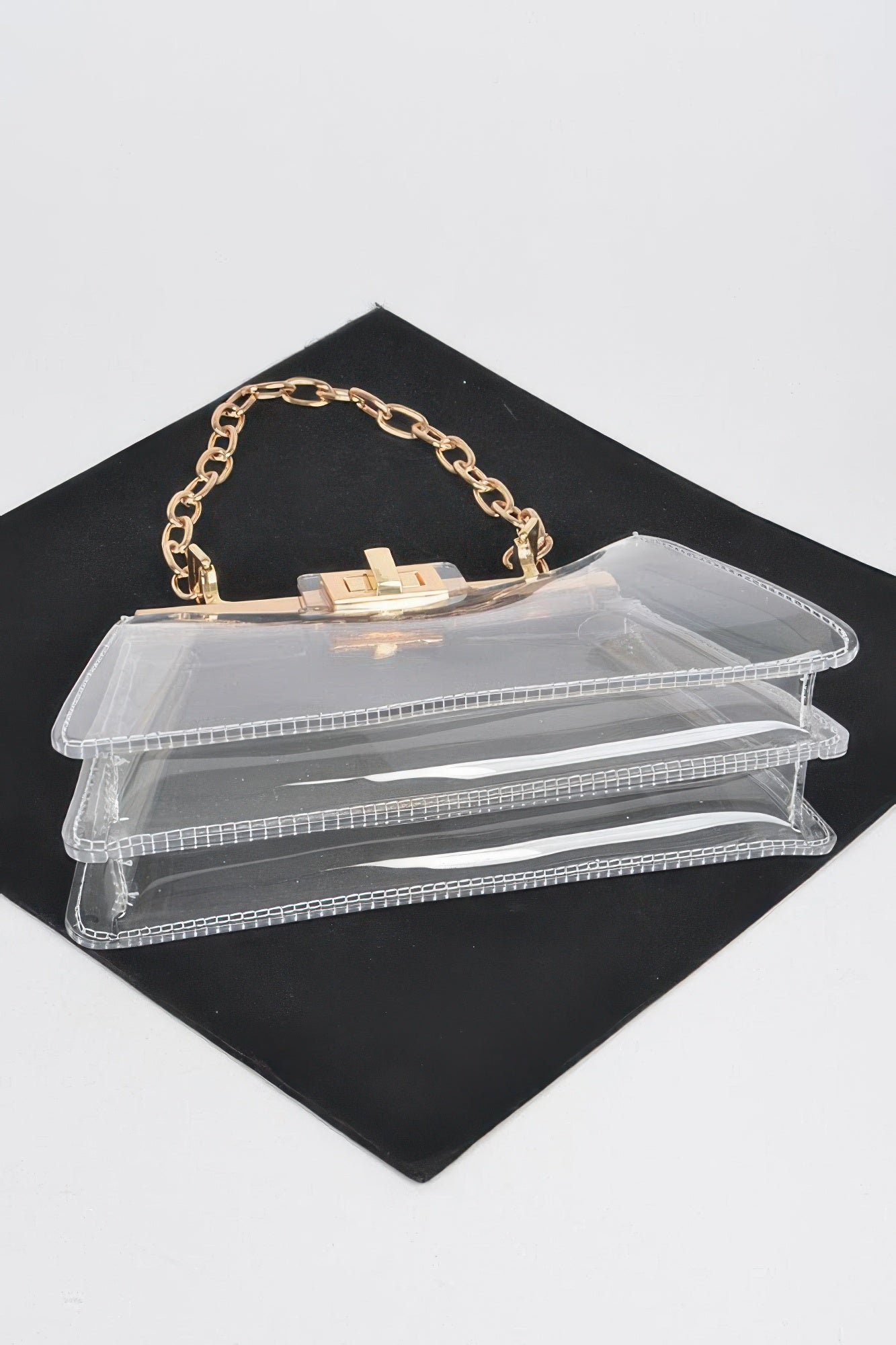 Transparent Double Pocket Chain Handle Clutch | Mixtshop LLC