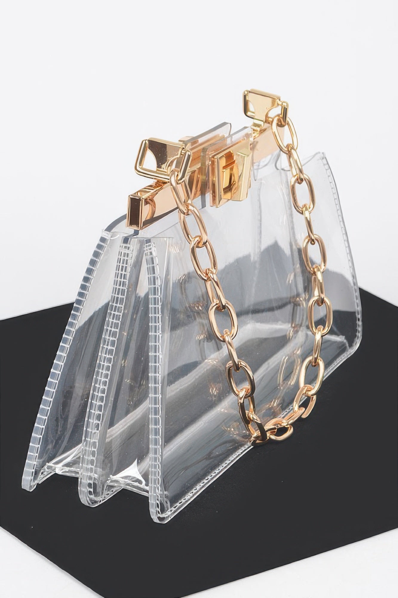 Transparent Double Pocket Chain Handle Clutch | Mixtshop LLC