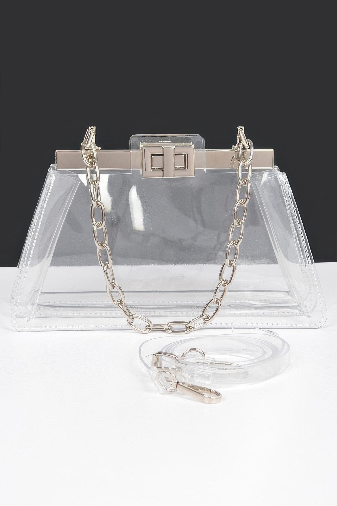 Transparent Double Pocket Chain Handle Clutch | Mixtshop LLC