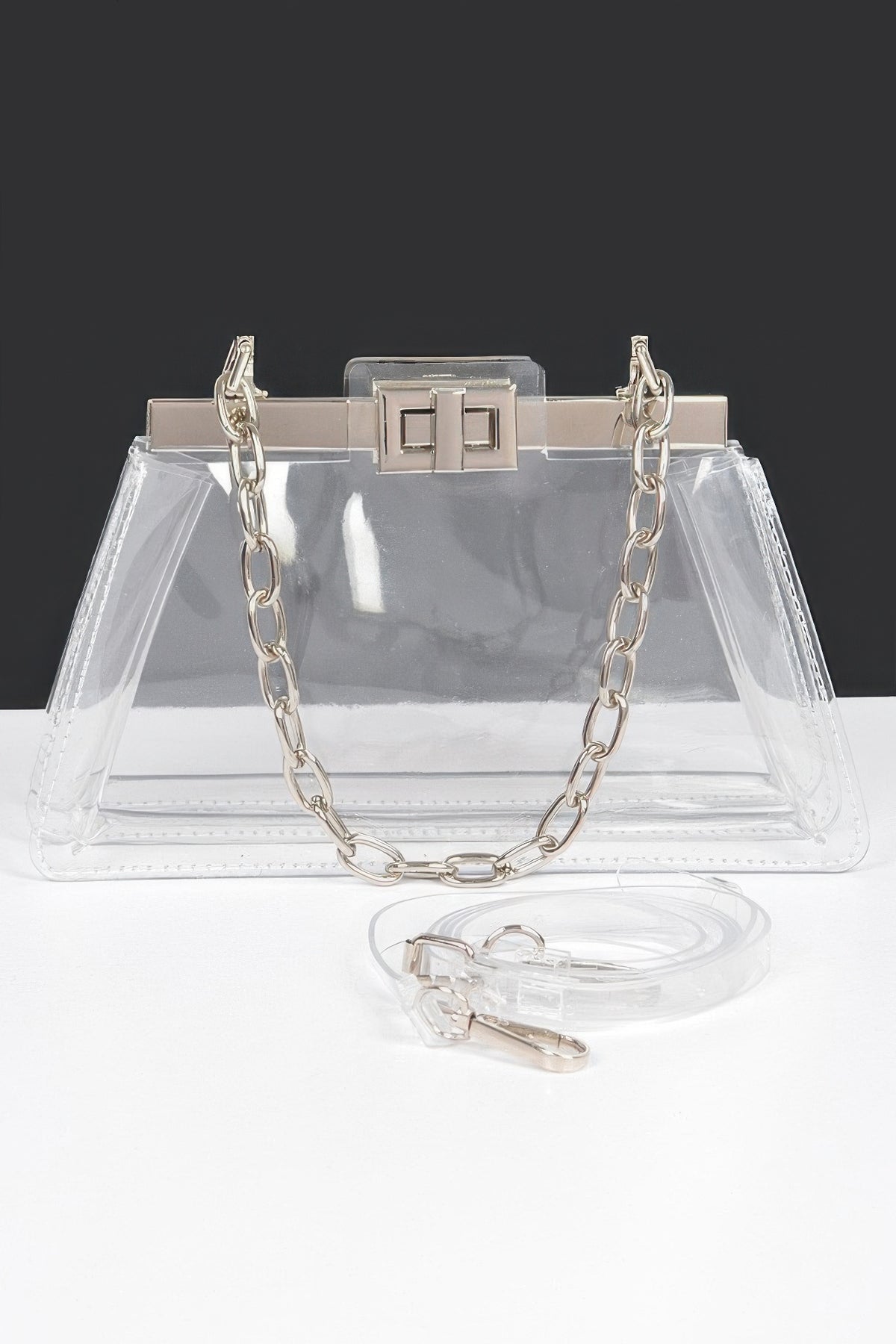 Transparent Double Pocket Chain Handle Clutch | Mixtshop LLC