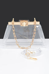 Transparent Double Pocket Chain Handle Clutch | Mixtshop LLC