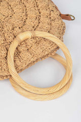 Faux Straw Round Wood Handle Bag | Mixtshop LLC