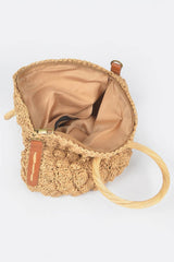 Faux Straw Round Wood Handle Bag | Mixtshop LLC