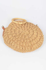 Faux Straw Round Wood Handle Bag | Mixtshop LLC