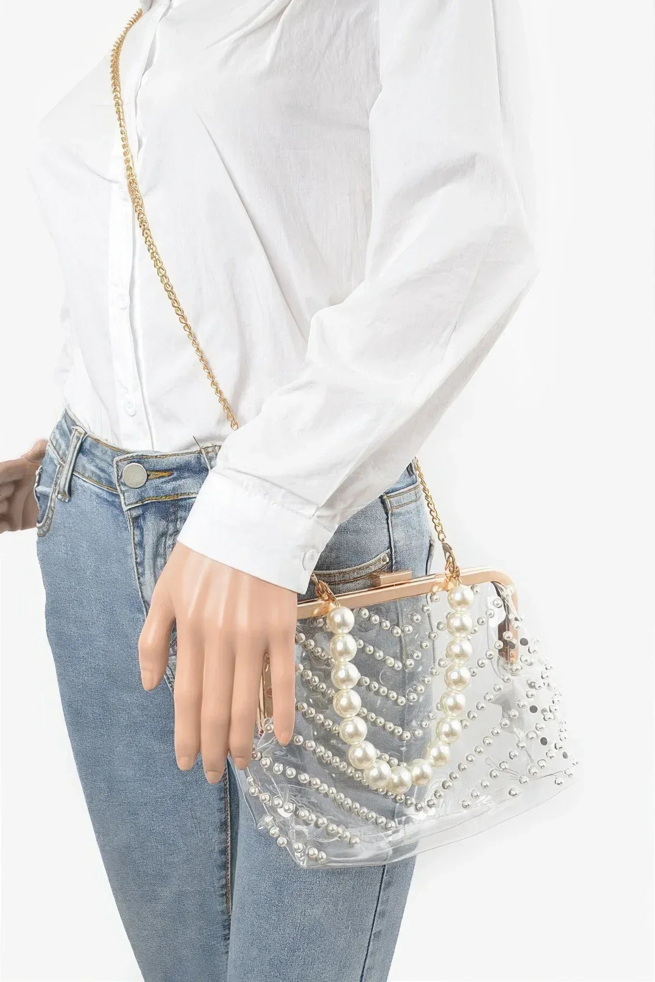 Stone Studded Transparent Clutch Secondary image