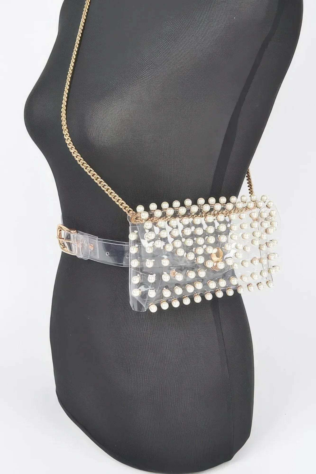 Rhinestone Clear Belt Bag W/chain Secondary image