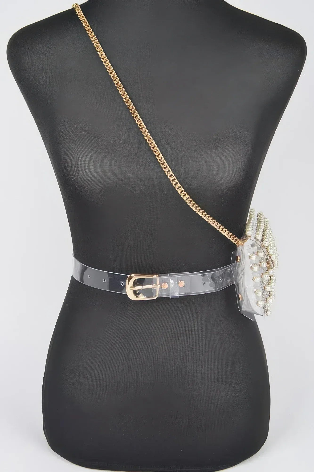 Rhinestone Clear Belt Bag W/chain | Mixtshop LLC