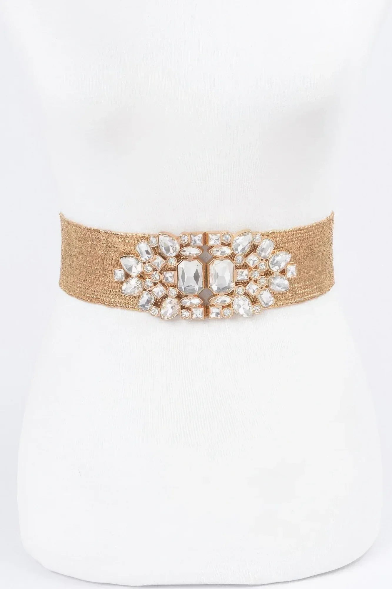 Multi Stone Metallic Straw Stretch Belt | Mixtshop LLC Main image