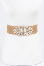 Multi Stone Metallic Straw Stretch Belt | Mixtshop LLC