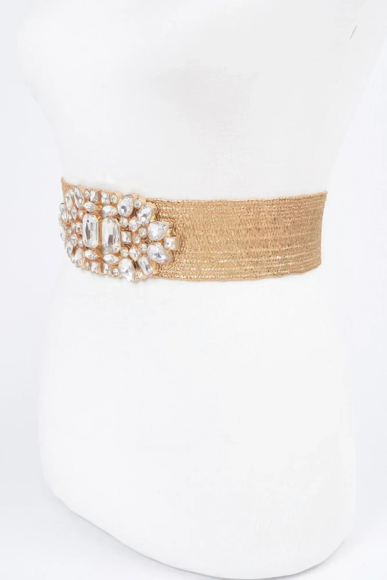 Multi Stone Metallic Straw Stretch Belt | Mixtshop LLC