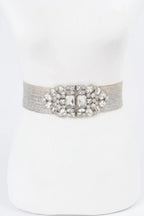 Multi Stone Metallic Straw Stretch Belt | Mixtshop LLC
