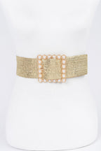 Wide Pearl Buckle Elastic Belt | Mixtshop LLC