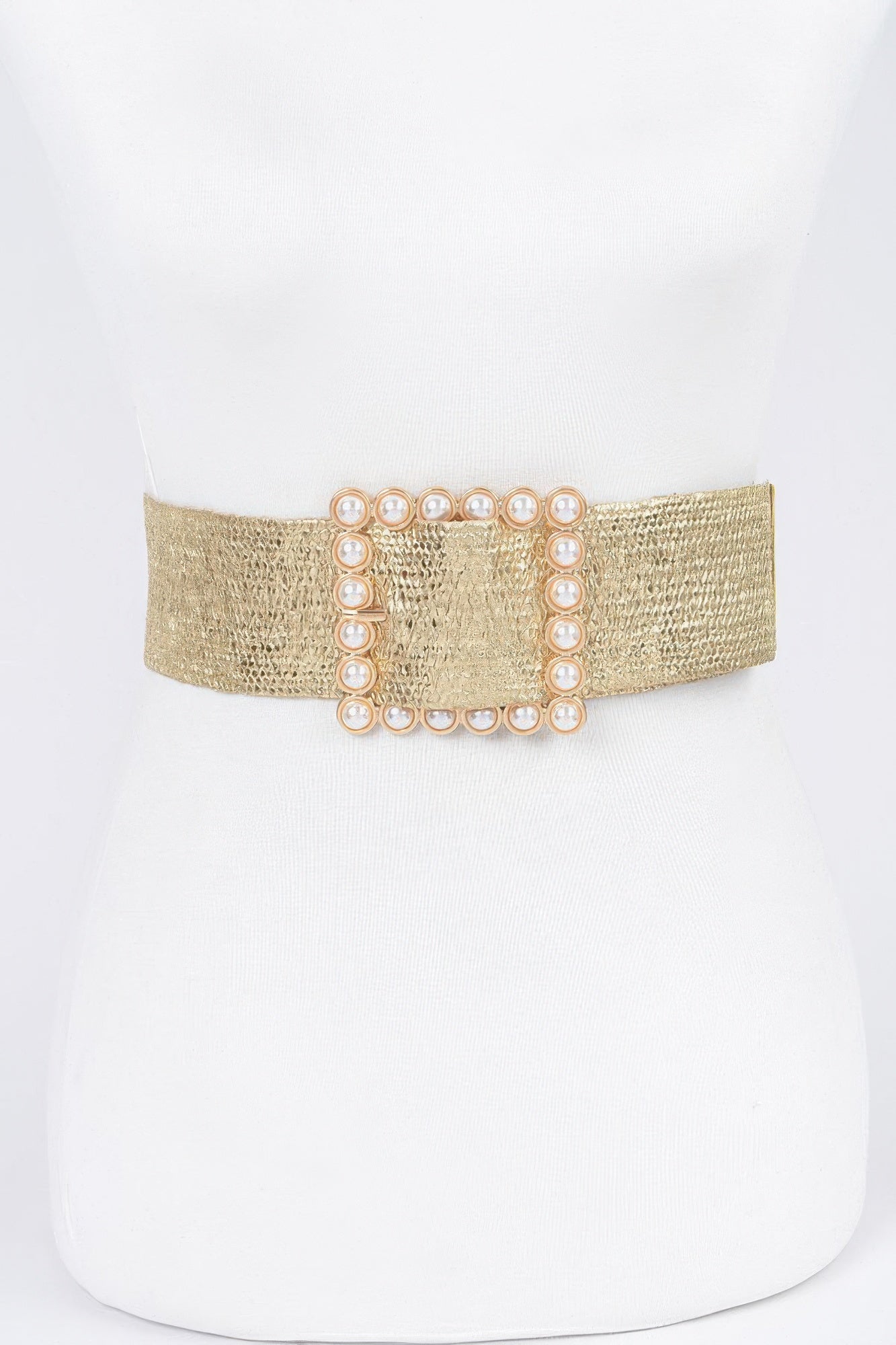 Wide Pearl Buckle Elastic Belt | Mixtshop LLC
