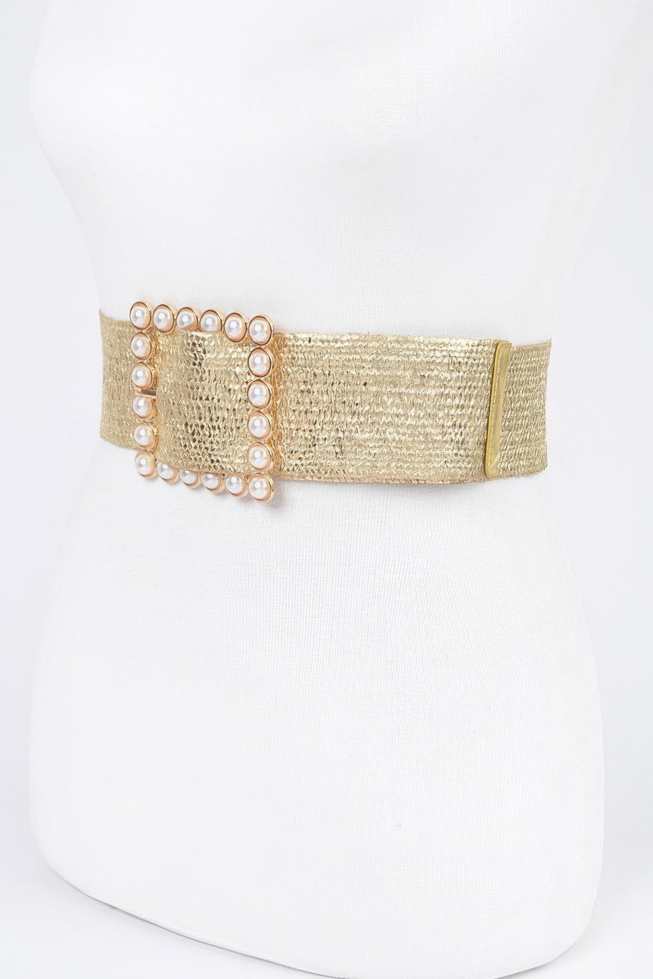 Wide Pearl Buckle Elastic Belt Secondary image