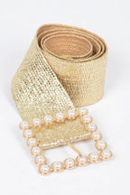 Wide Pearl Buckle Elastic Belt | Mixtshop LLC