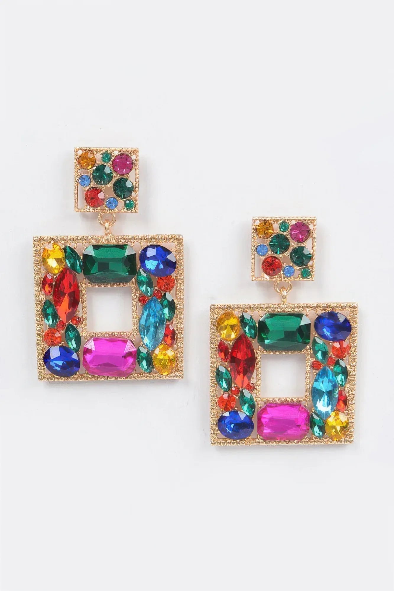 Double Square Bejeweled Earring | Mixtshop LLC Main image