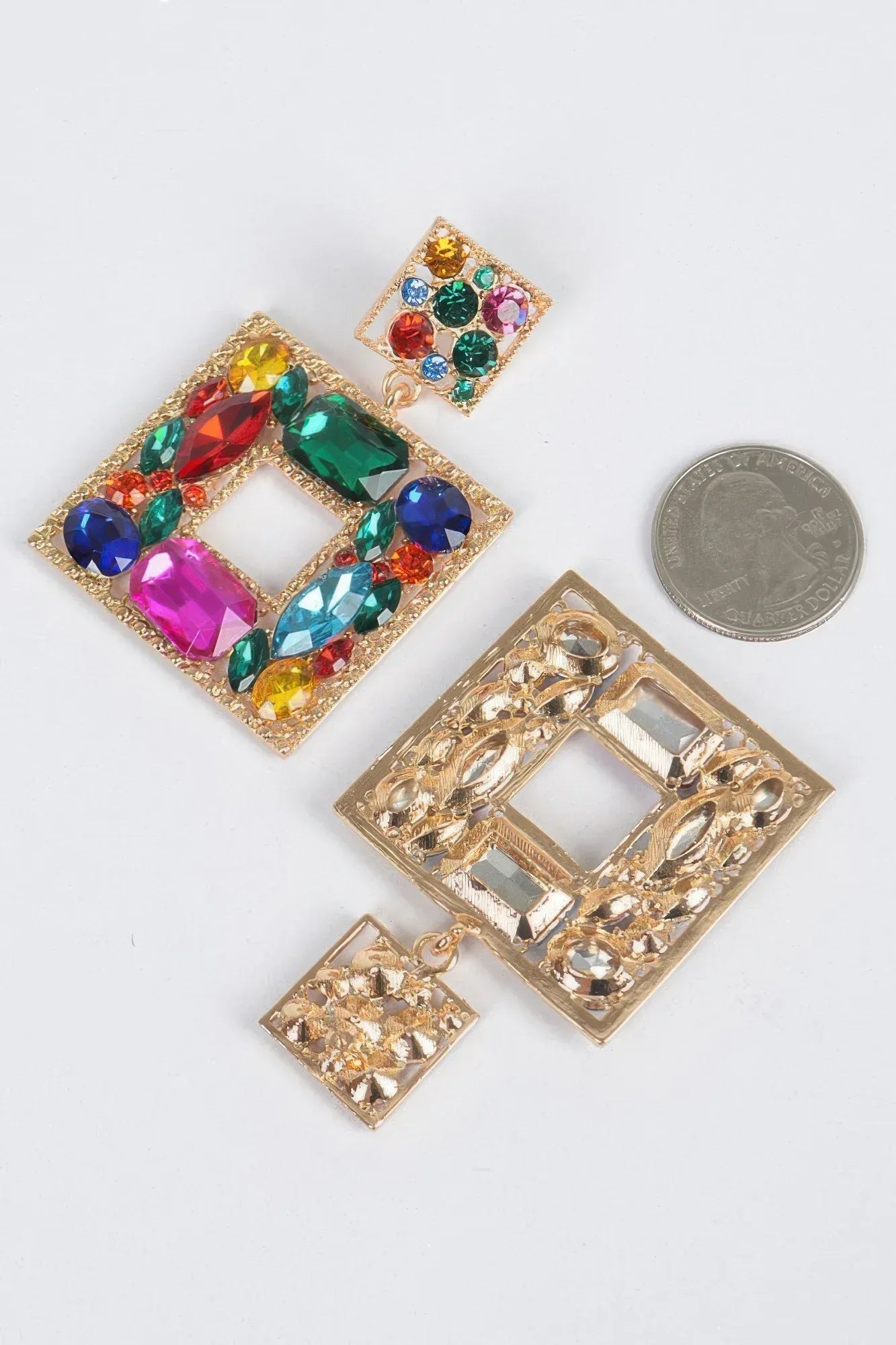 Double Square Bejeweled Earring Secondary image
