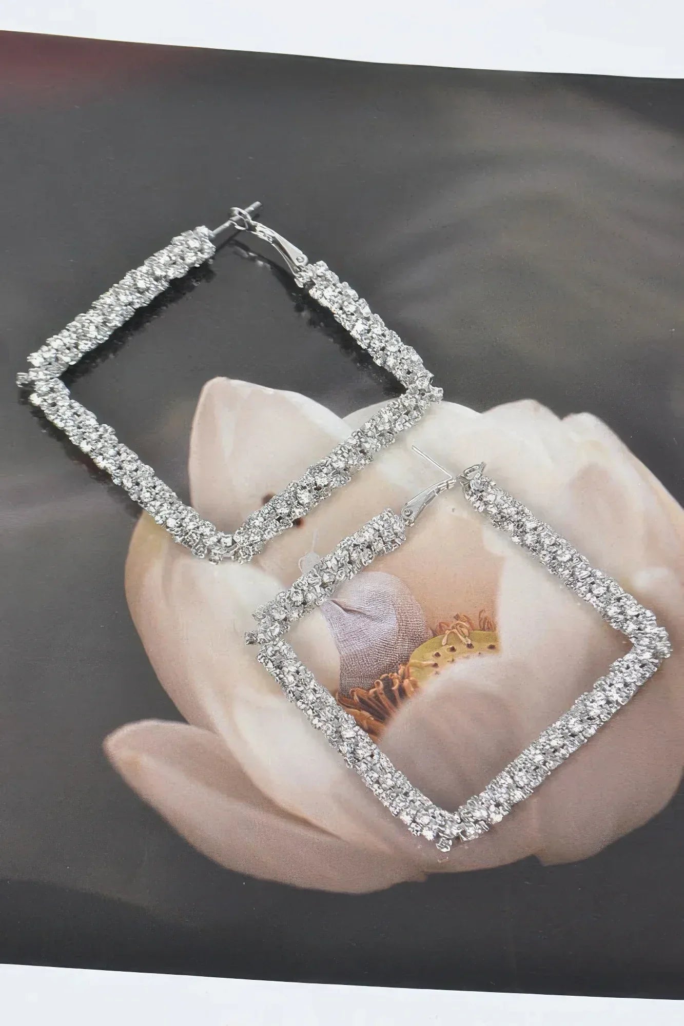 Big Square Glitter Earrings Secondary image